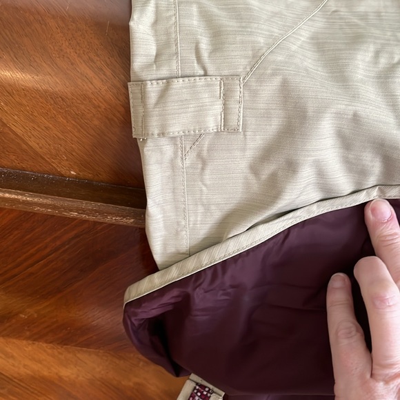 Burton ski:snowboard pants, size L, women’s, tan/purple w polka dot suspenders - Picture 7 of 9